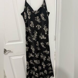 Joe Fresh Black Slip Maxi Dress with Cream Floral Print